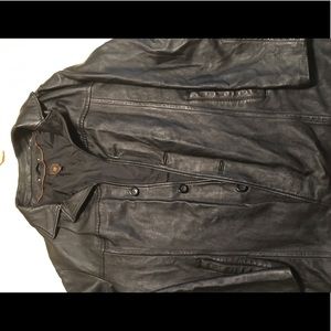 Men’s Leather black long jacket/blazer LW size XL